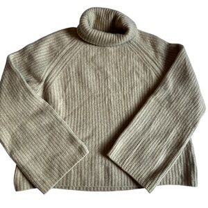 Facade Pattern Cashmere & Tasmania Wool Blend Ivory Turtleneck Sweater Small